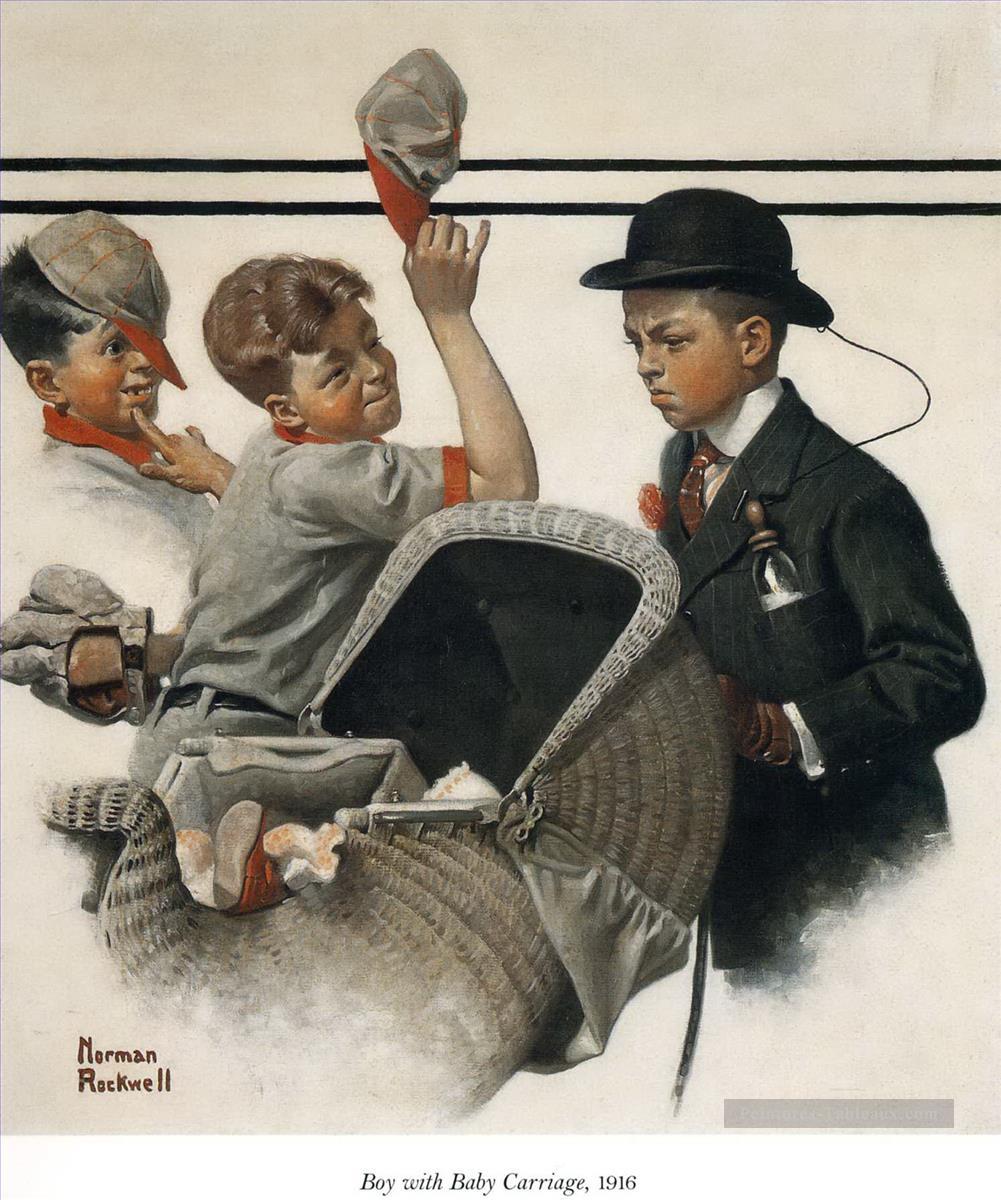 boy with baby carriage 1916 Norman Rockwell Oil Paintings